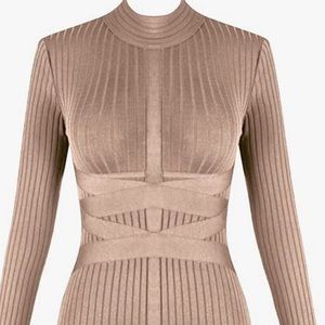 Women SmallCross Strap Long Sleeve Bodycon Dress